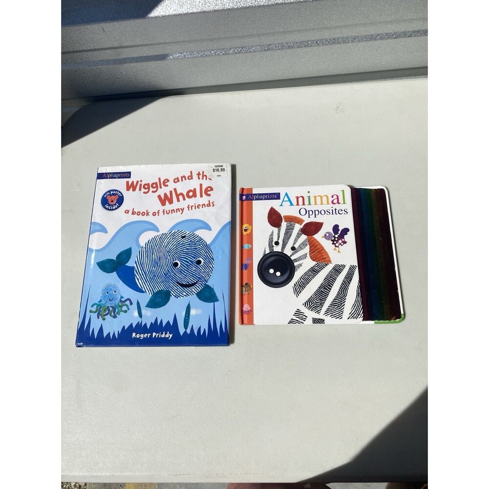 Alphaprints Book Lot Wiggle & The Whale Hardcover & Animal Opposites